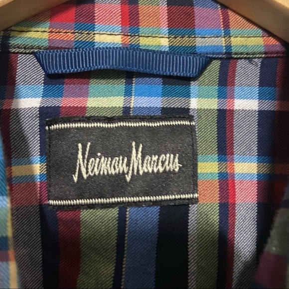 Neiman Marcus men’s cotton plaid Button up long sleeves Shirt Size L - Picture 2 of 9